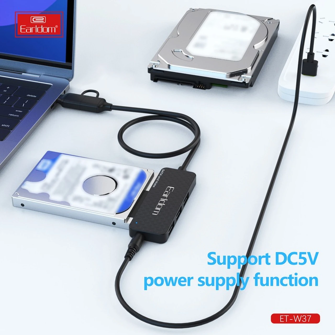 تبدیل هارد Earldom USB 3.0 & Type-C To Sata مدل ET-W37 - مشکی